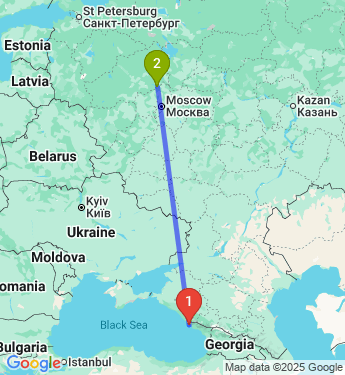 Маршрут из Сочи в Дубну