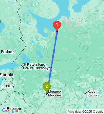 Маршрут из Архангельска в Москву
