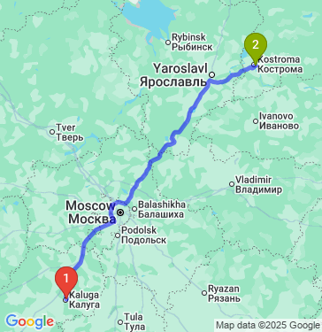 Маршрут из Калуги в Кострому
