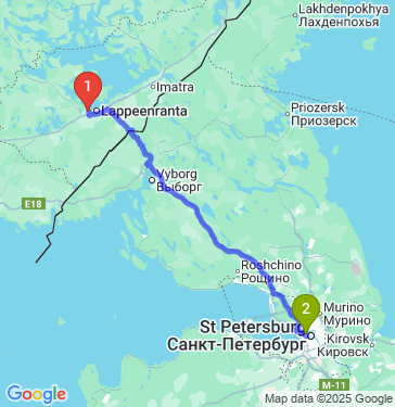 Маршрут из Lappeenranta в Санкт-Петербург
