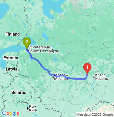 Маршрут из Чебоксар в Санкт-Петербург
