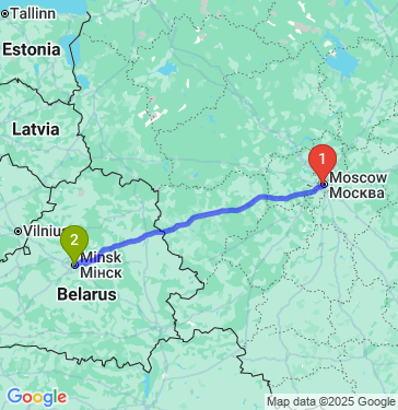 Маршрут из Москвы в Минск