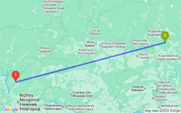 Маршрут из Ковернино в Ракшина