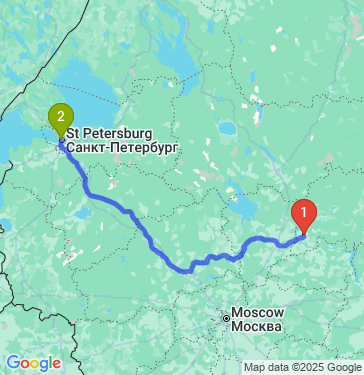 Маршрут из Костромы в Санкт-Петербург