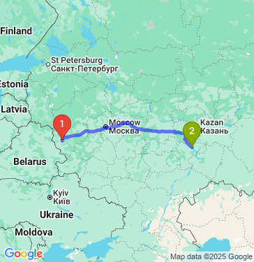 Маршрут из Смоленска в Ульяновск