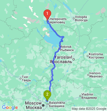 Маршрут из Череповца в Загорянский