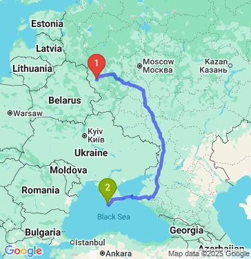 Маршрут из Смоленска в Севастополь