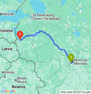 Маршрут из Пскова в Москву