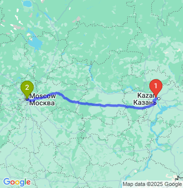 Маршрут из Казани в Москву