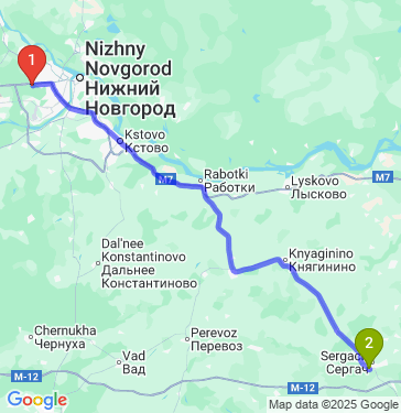 Маршрут из Нижнего Новгорода в Сергача