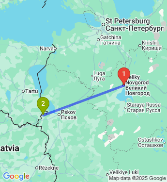 Маршрут из Великого Новгорода в Печоры