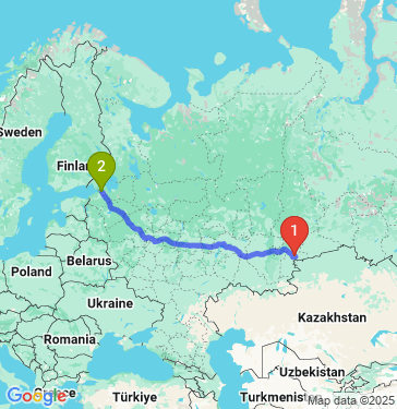 Маршрут из Южноуральска в Санкт-Петербург