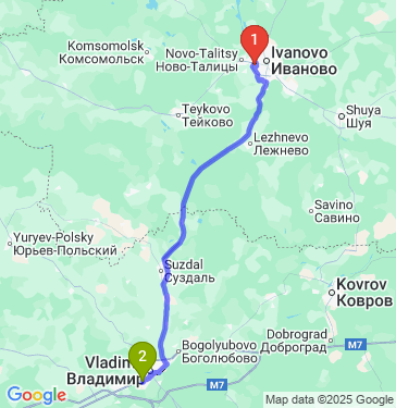Маршрут из Иванова в Владимира