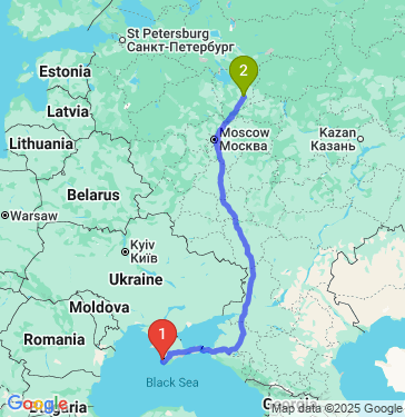 Маршрут из Севастополя в Ярославль