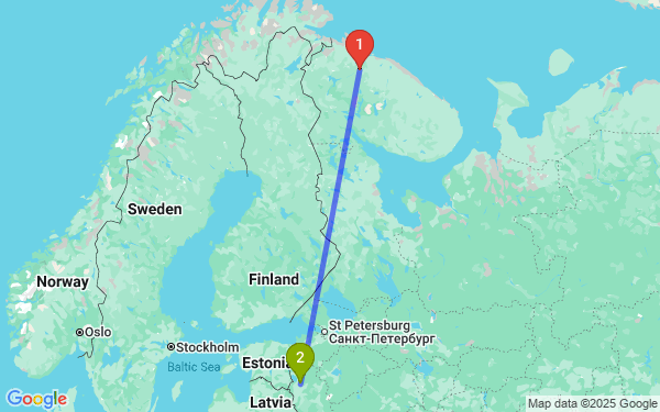 Маршрут из Мурманска в Пскова