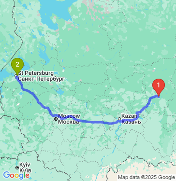 Маршрут из Перми в Янино-1