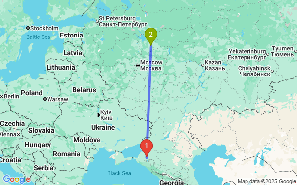 Маршрут из Старомышастовской в Ярославль