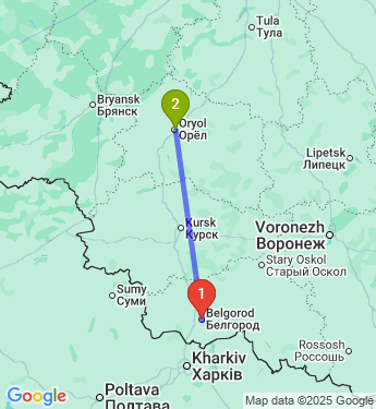 Маршрут из Белгорода в Орла
