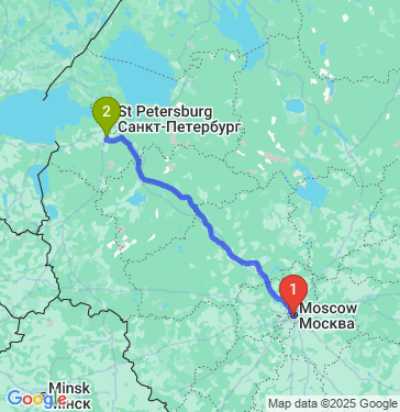 Маршрут из Москвы в Гатчину