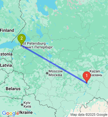Маршрут из Крестово-Городище в Санкт-Петербург