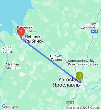 Маршрут из Рыбинска в Ярославль