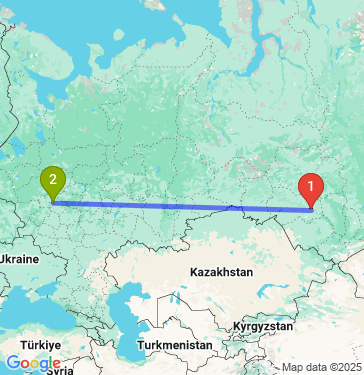 Маршрут из Новосибирска в Москву