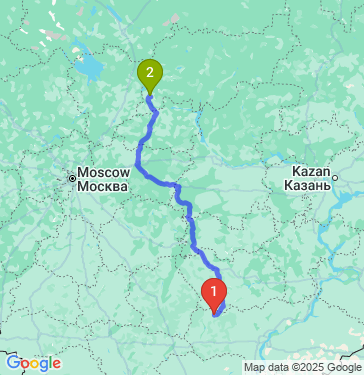 Маршрут из Ртищева в Кострому