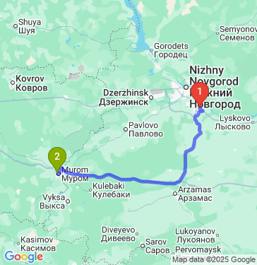 Маршрут из Кстова в Мурома