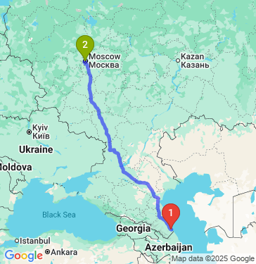 Маршрут из Дербента в Москву