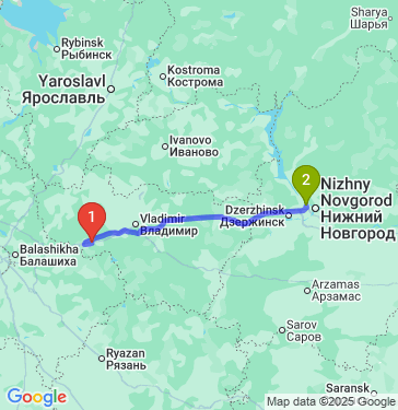 Маршрут из Старых Петушков в Нижний Новгород