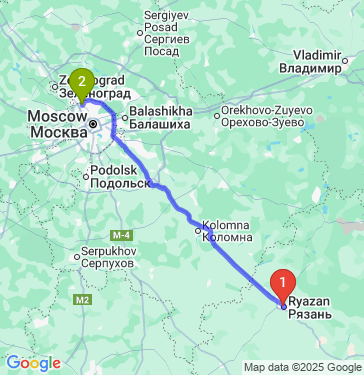 Маршрут из Рязани в Москву