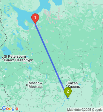 Маршрут из Северодвинска в Тольятти городской округ