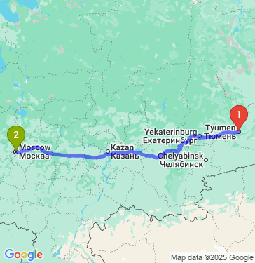 Маршрут из Тюмени в Москву