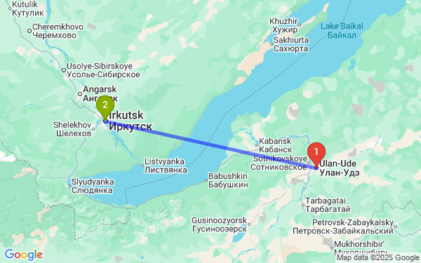 Маршрут из Улан-Удэ в Иркутск