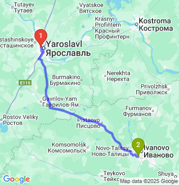 Маршрут из Ярославля в Иваново
