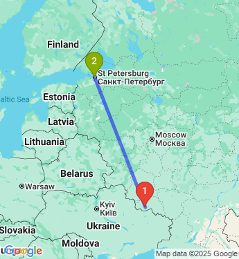 Маршрут из Белгорода в Санкт-Петербург