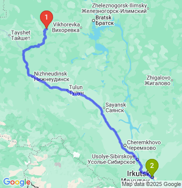 Маршрут из Чунского в Иркутск