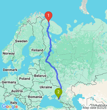 Маршрут из Мурманска в Краснодар