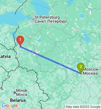Маршрут из Пскова в Москву