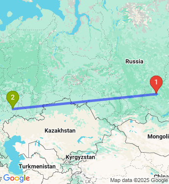 Маршрут из Братска в Самару