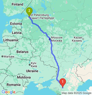 Маршрут из Ставрополя в Санкт-Петербург