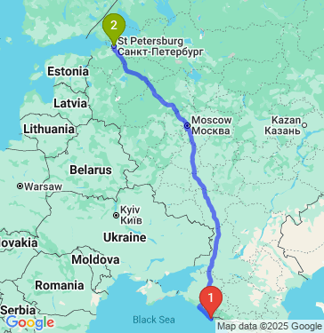 Маршрут из Сочи в Санкт-Петербург