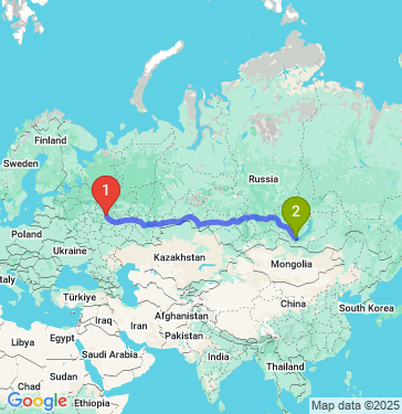 Маршрут из Нижнего Новгорода в Иркутск