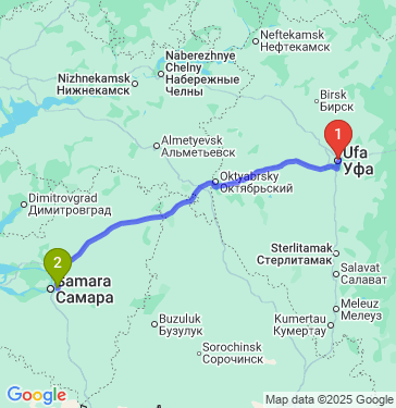 Маршрут из Уфы в Самару