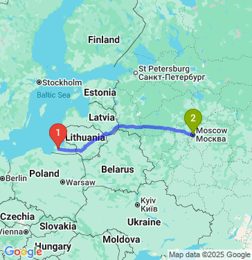 Маршрут из Калининграда в Москву