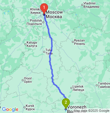 Маршрут из Москвы в Воронеж