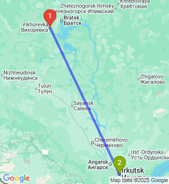 Маршрут из Вихоревки в Иркутск