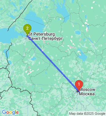 Маршрут из Москвы в Санкт-Петербург