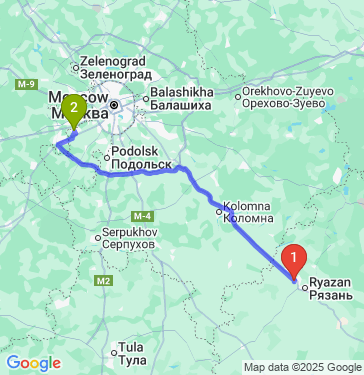 Маршрут из Рязани в Кокошкино