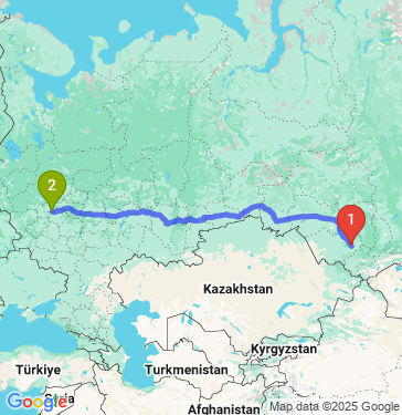 Маршрут из Бийска в Москву